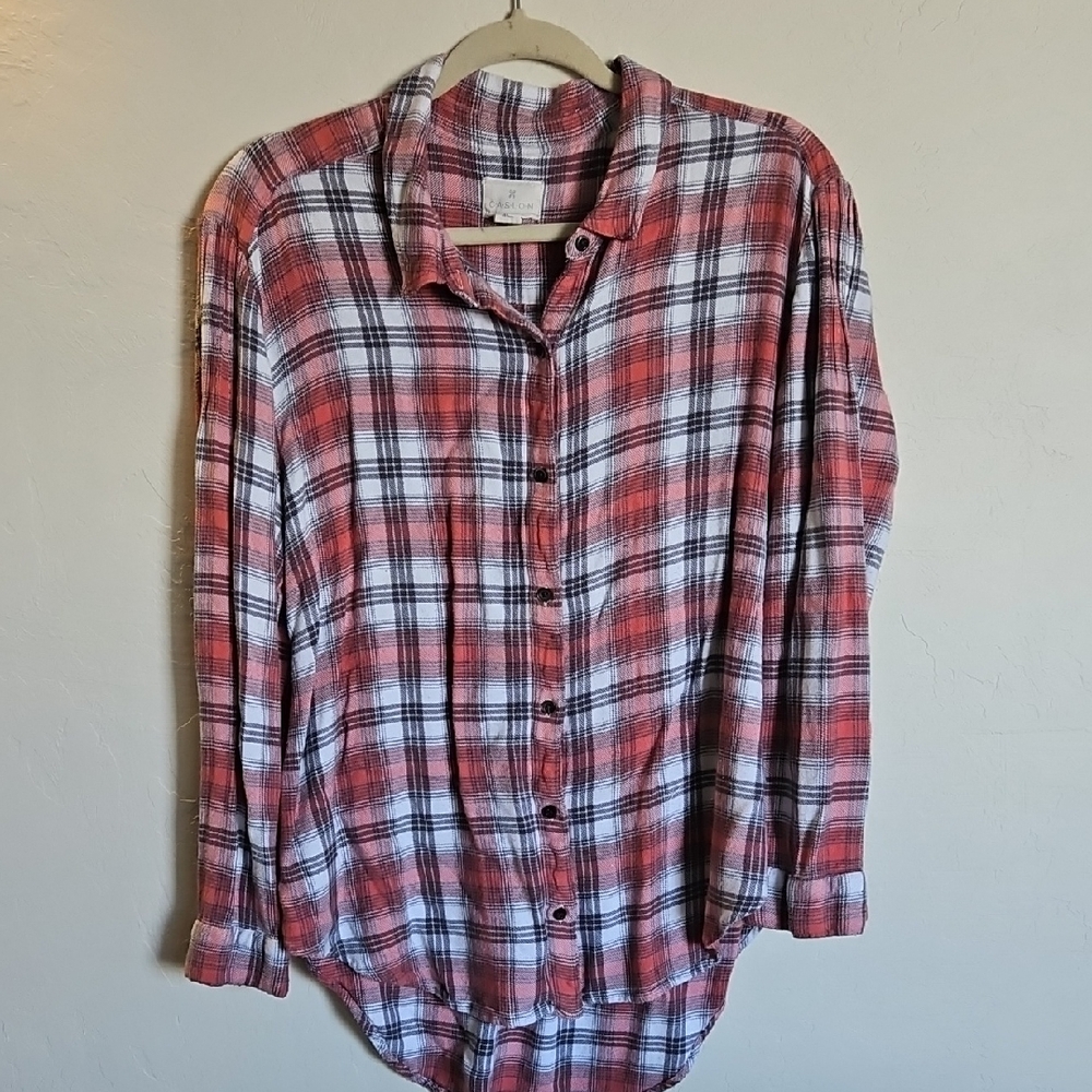 Caslon XL Pink & Gray Flannel Plaid Shirt